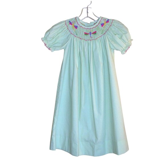 Le' Za Me Smocked Dress Green 4 - Picture 1 of 6